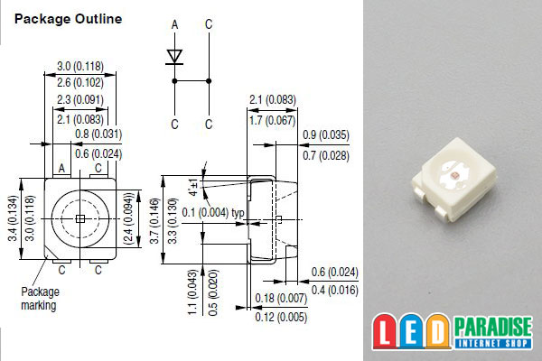 画像: OSRAM 3528チップLED 黄色