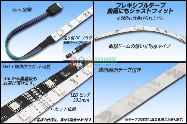 画像: 5050テープLED 30LED/m 非防水 RGB 5m