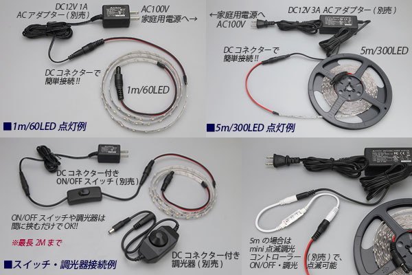 画像: 超高演色3528テープLED 60LED/m 非防水 電球色 3000K 1-5m