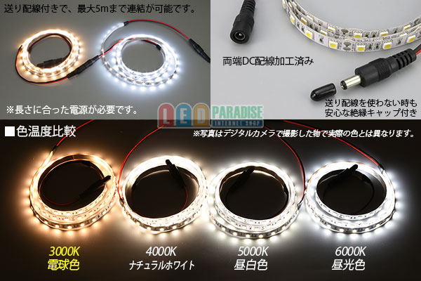 画像: 超高演色5050テープLED 60LED/m 非防水 電球色 3000K 1-5m