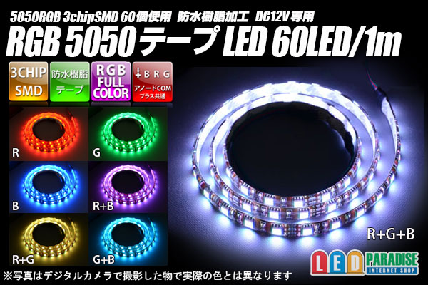 画像1: RGB 60LED/1m 防水テープLED　アノードCOM