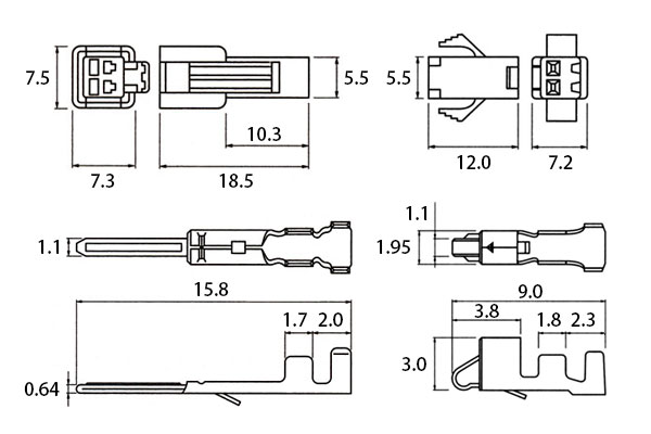 画像: 細線用2Pコネクター SM-2P