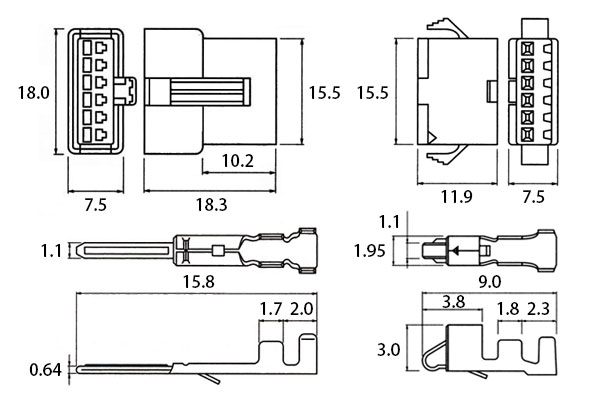 画像: 細線用6Pコネクター SM-6P