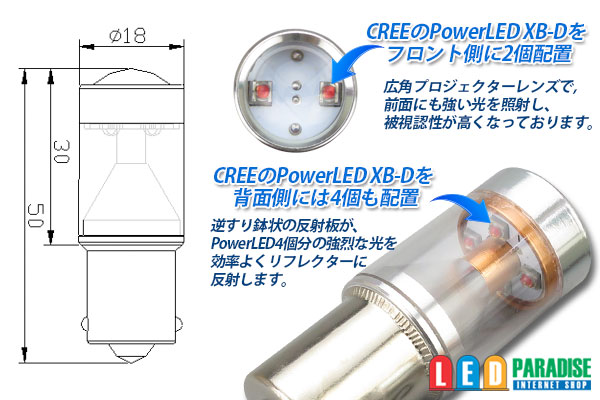 画像: BA15s CREE XB-D PowerLEDバルブ 黄色