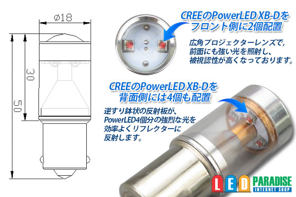 画像: BAU15s CREE XB-D PowerLEDバルブ 黄色